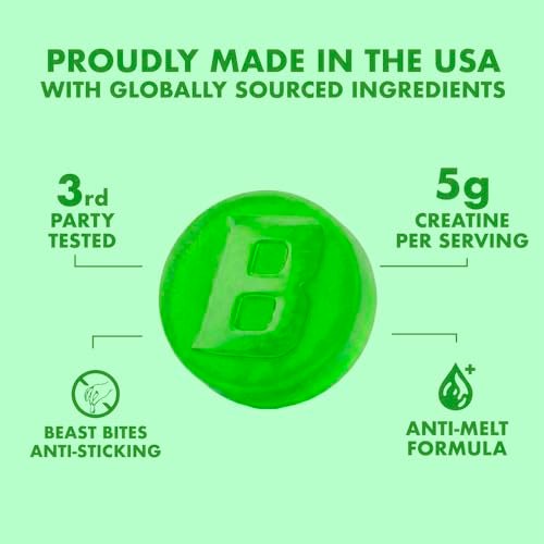 BEAST BITES Kreatin Gummibärchen® – 5 g Kreatin-Monohydrat pro Portion – NSF-zertifiziert für den Sport, Clean Label Project zertifiziert (75 Gummibärchen, saure Wassermelone)