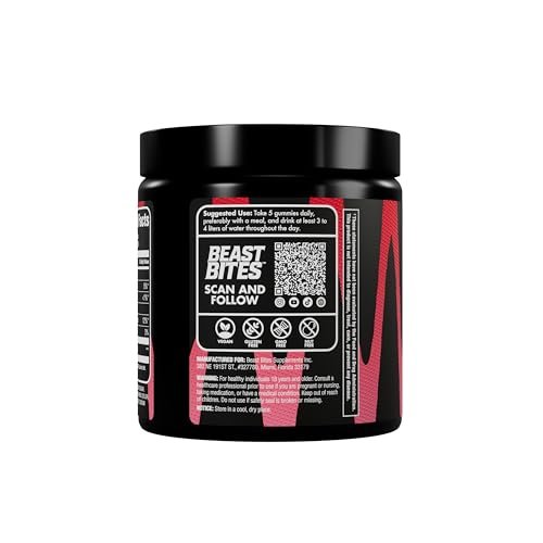 BEAST BITES Kreatin Gummibärchen® – 5 g Kreatin-Monohydrat pro Portion – NSF-zertifiziert für den Sport, Clean Label Project zertifiziert (75 Gummibärchen, saure Wassermelone)