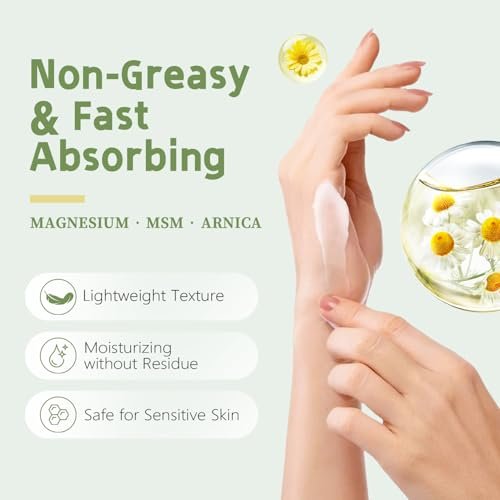Total ReliefSun Beruhigende Magnesiumcreme mit MSM & Arnika – Nervenberuhigende Körpercreme mit milden Inhaltsstoffen (50g/1,76oz)