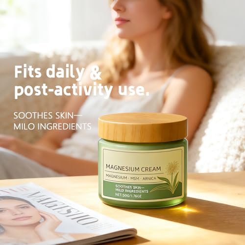Total ReliefSun Beruhigende Magnesiumcreme mit MSM & Arnika – Nervenberuhigende Körpercreme mit milden Inhaltsstoffen (50g/1,76oz)