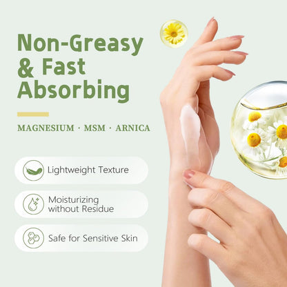 Total ReliefSun Beruhigende Magnesiumcreme mit MSM & Arnika – Nervenberuhigende Körpercreme mit milden Inhaltsstoffen (50g/1,76oz)