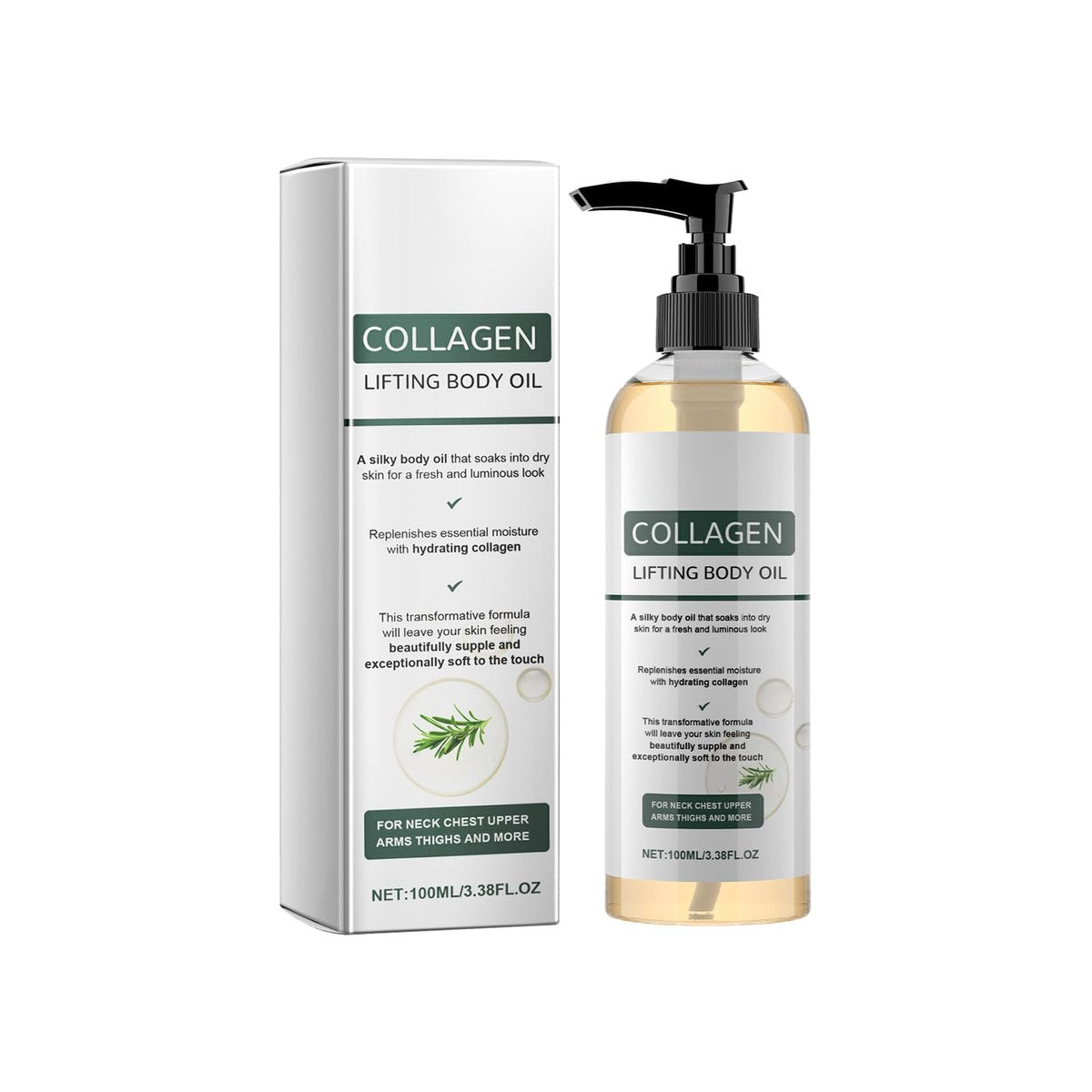 Krajiyya Collagen Oil – Feuchtigkeitsspendendes Körperöl mit Kollagen für straffe, geschmeidige Haut, Anti-Aging, leicht und nicht fettend, 100 ml