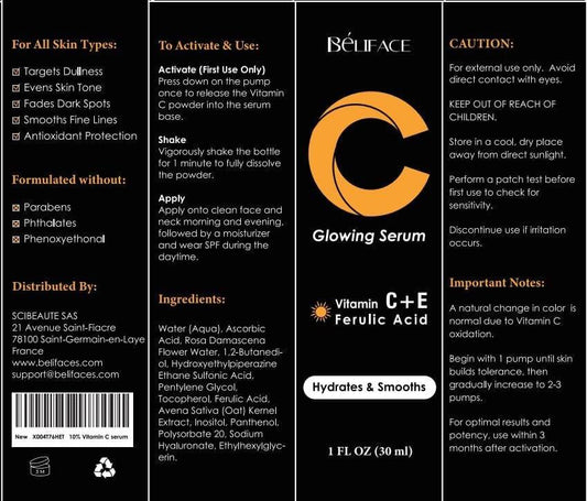 Vitamin C Serum für das Gesicht – CE Ferulic Acid Serum gegen dunkle Flecken, ungleichmäßigen Teint & feine Linien – Parabenfreie Formel – 30 ml – Aufhellendes & feuchtigkeitsspendendes Serum