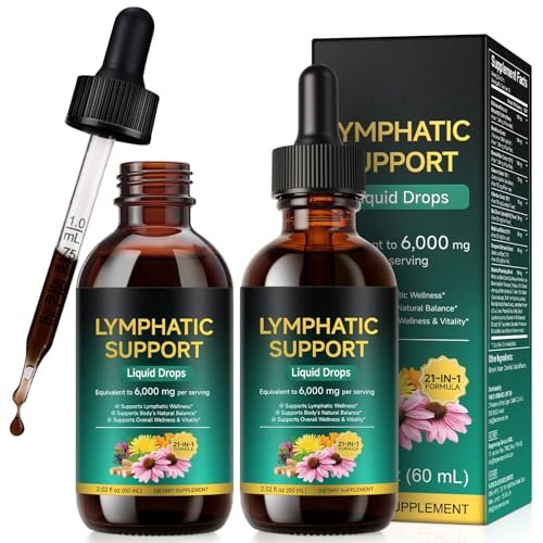 Lymphatische Drainage-Tropfen – Unterstützung mit Echinacea, Löwenzahn, Holunder, Klettenlabkraut, Astragalus, Klette & mehr, 60 ml – Natürliche Lymphreinigung & Immununterstützung