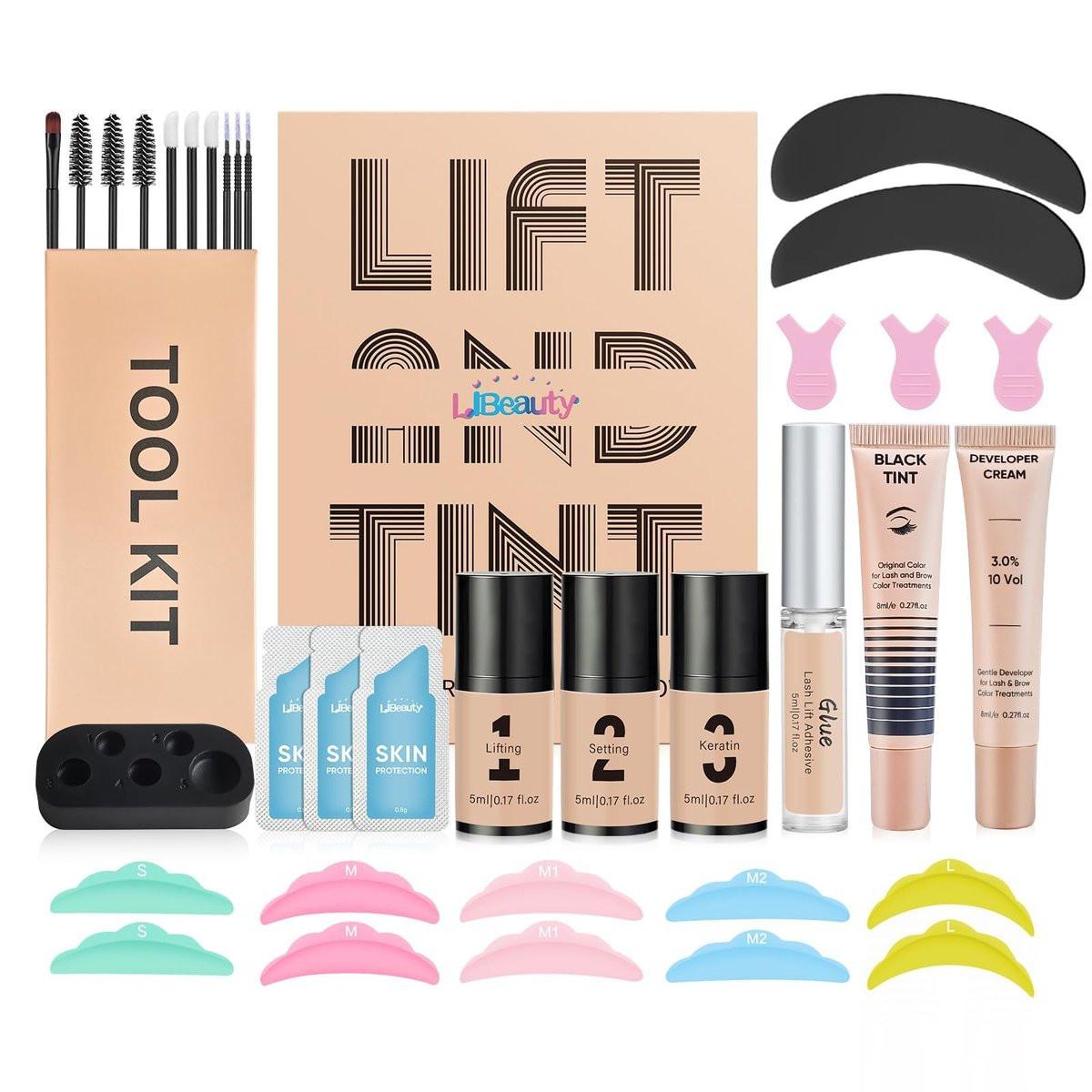 Libeauty Lash Lift Kit und Black Color Kit – Wimpernlaminierung & Brauenlaminierung Set für Anfänger, einfache Anwendung, sichere Ergebnisse, voluminöse Wimpern & natürliches Schwarz
