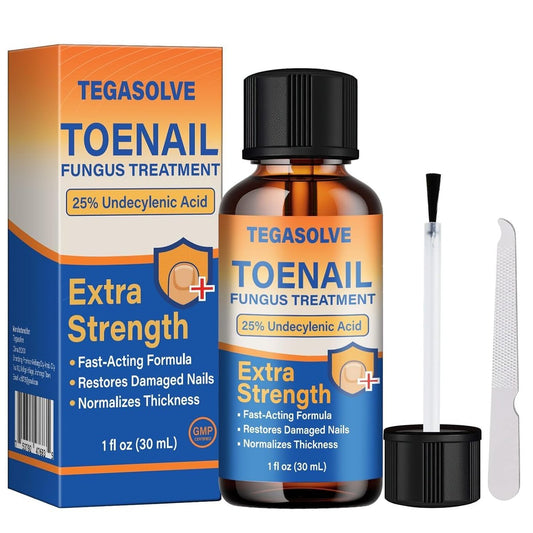 TEGASOLVE Zehennagelpilz Behandlung Extra Stark – 25% Undecylensäure Antimykotikum für dicke, verfärbte Nägel – Podologen empfohlen mit Teebaumöl, Aloe Vera & beruhigenden Botanicals (1 Stück)
