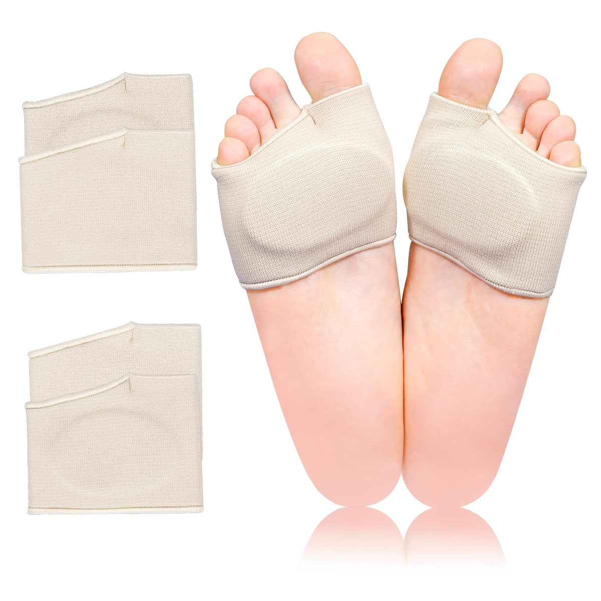 Gel Metatarsal Pads – Fußballen-Stützkissen für Schmerzlinderung, wiederverwendbar, für Damen und Herren (Klein, Beige)