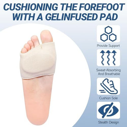 Gel Metatarsal Pads – Fußballen-Stützkissen für Schmerzlinderung, wiederverwendbar, für Damen und Herren (Klein, Beige)