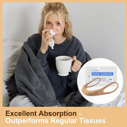 Elastische Nasenbandage, Nasenverbandhalter, einzeln verpackt für die Erholung nach Rhinoplastik & Septumplastik, externer atmungsaktiver Nasenverband mit hoher Saugfähigkeit (10 Stück, Beige)