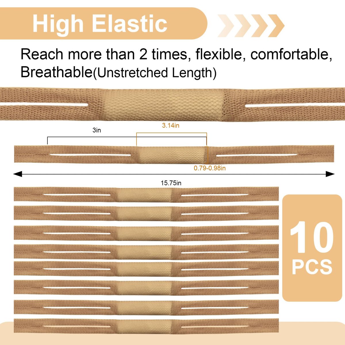 Elastische Nasenbandage, Nasenverbandhalter, einzeln verpackt für die Erholung nach Rhinoplastik & Septumplastik, externer atmungsaktiver Nasenverband mit hoher Saugfähigkeit (10 Stück, Beige)