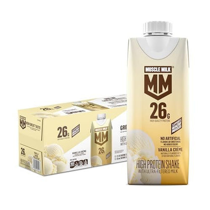 Muscle Milk High Protein Shake Vanille Creme – 12er Pack 11 fl oz, 26g Protein, 3g Zucker, 160 Kalorien, ohne künstliche Aromen und Süßstoffe