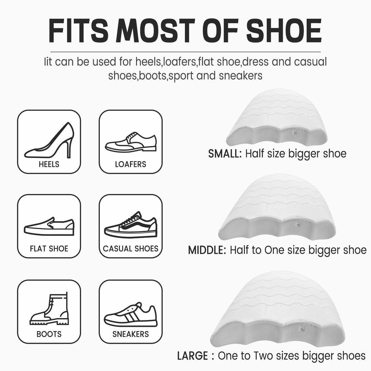 Schuhfüller-Einlagen für zu große Schuhe – Anti-Rutsch-Zehen- und Fersenpolster mit ergonomischem Design | Verstellbare Einlegesohlen verhindern Fersenrutschen