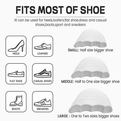 Schuhfüller-Einlagen für zu große Schuhe – Anti-Rutsch-Zehen- und Fersenpolster mit ergonomischem Design | Verstellbare Einlegesohlen verhindern Fersenrutschen