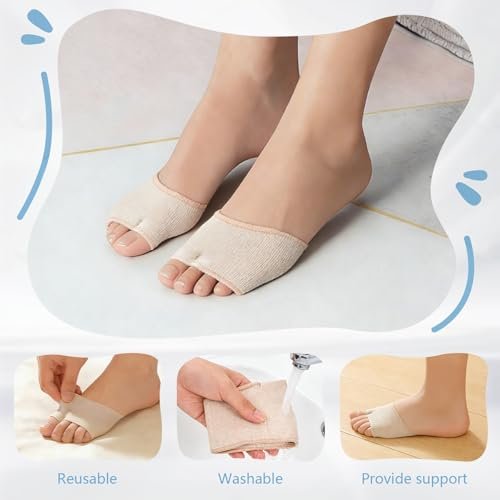 Juailant Metatarsal-Pads für Damen und Herren – 2 Paar Gel-Pads mit Stoffhülle zur Linderung von Fußballenschmerzen, Morton-Neurom, Metatarsalgie, Sesamoiditis (L)