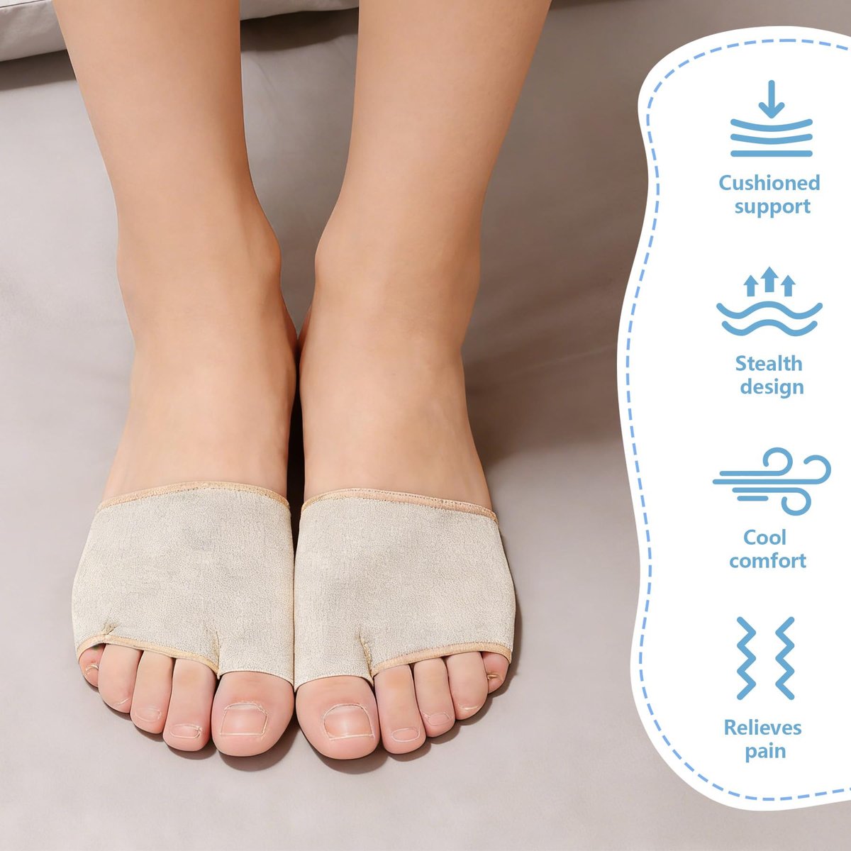 Juailant Metatarsal-Pads für Damen und Herren – 2 Paar Gel-Pads mit Stoffhülle zur Linderung von Fußballenschmerzen, Morton-Neurom, Metatarsalgie, Sesamoiditis (L)