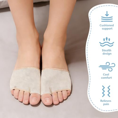 Juailant Metatarsal-Pads für Damen und Herren – 2 Paar Gel-Pads mit Stoffhülle zur Linderung von Fußballenschmerzen, Morton-Neurom, Metatarsalgie, Sesamoiditis (L)