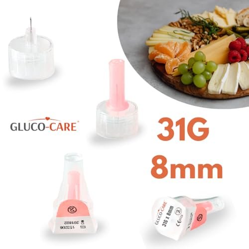 GLUCO-CARE Pen Tips 31G x 8mm (5/16'') – Ultradünne Nadelspitzen, Dünnwand-Kanalstruktur, Universeller Drehanschluss, 100 Stück