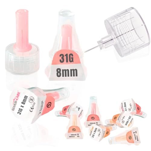 GLUCO-CARE Pen Tips 31G x 8mm (5/16'') – Ultradünne Nadelspitzen, Dünnwand-Kanalstruktur, Universeller Drehanschluss, 100 Stück