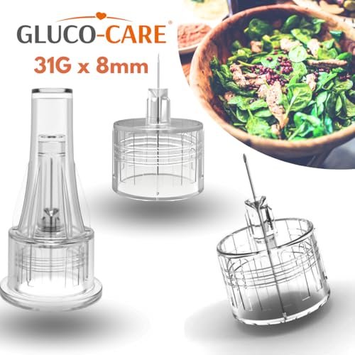GLUCO-CARE Pen Tips 31G x 8mm (5/16'') – Ultradünne Nadelspitzen, Dünnwand-Kanalstruktur, Universeller Drehanschluss, 100 Stück