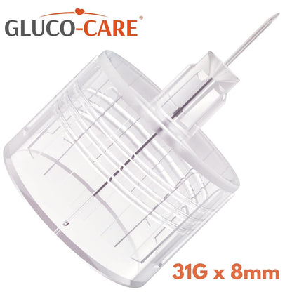 GLUCO-CARE Pen Tips 31G x 8mm (5/16'') – Ultradünne Nadelspitzen, Dünnwand-Kanalstruktur, Universeller Drehanschluss, 100 Stück