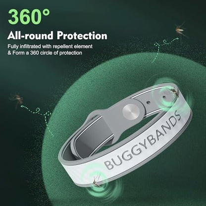 BuggyBands 12er-Pack Mücken-Abwehrarmbänder – Silikon Mücken-Abwehrbänder ohne DEET, natürlich & wasserdicht für Kinder und Erwachsene, Outdoor-Schutz