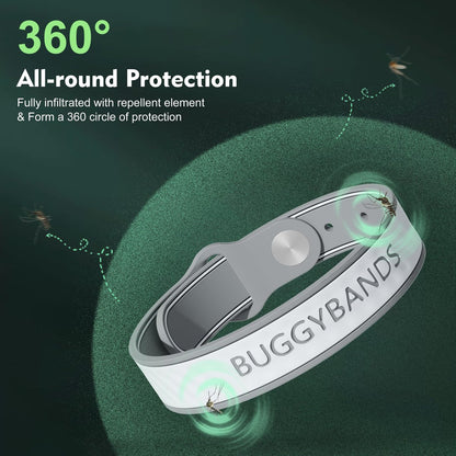 BuggyBands 12er-Pack Mücken-Abwehrarmbänder – Silikon Mücken-Abwehrbänder ohne DEET, natürlich & wasserdicht für Kinder und Erwachsene, Outdoor-Schutz
