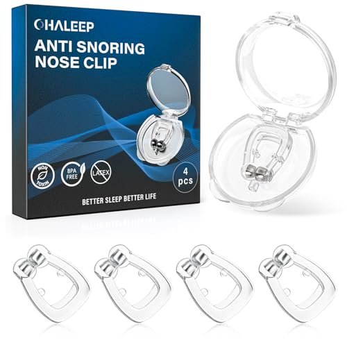 OHALEEP Anti-Schnarch-Gerät mit verstellbarem Magneten – Nasenclip gegen Schnarchen, klare Ausführung, Größe M