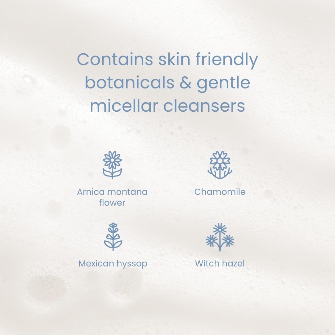 Buddle Clean Cheeks Baby Mizellen-Reinigungsschaum ohne Abspülen mit Kamille, Hamamelis, Arnika, Hautbarriere unterstützend, 100 ml