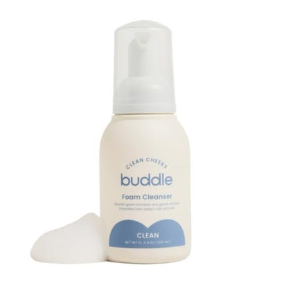 Buddle Clean Cheeks Baby Mizellen-Reinigungsschaum ohne Abspülen mit Kamille, Hamamelis, Arnika, Hautbarriere unterstützend, 100 ml